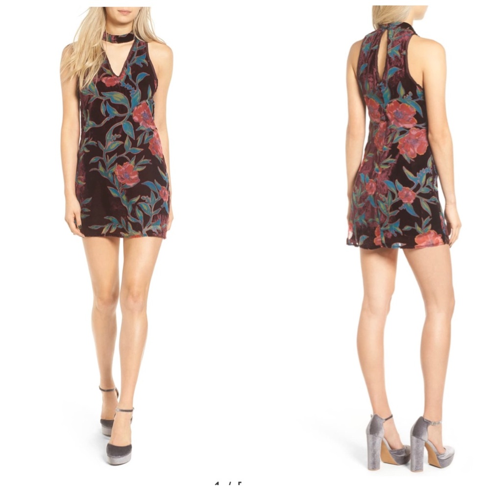 Band of Gypsies Burnout Velvet Minidress Floral M - Picture 1 of 5